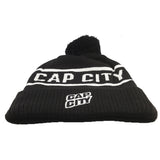 Cap City - Black + White Pom Knit Beanie