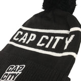 Cap City - Black + White Pom Knit Beanie