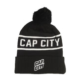 Cap City - Black + White Pom Knit Beanie