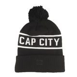 Cap City - Black + White Pom Knit Beanie